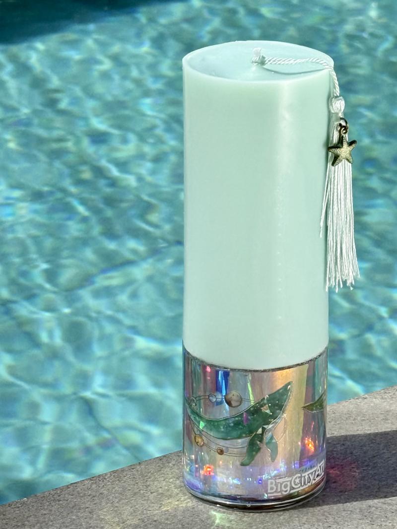 003 Mint Soy Candle with Holographic Epoxy Base – Designed on Koh Samui