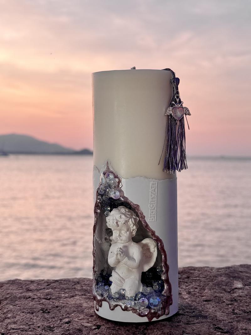 007 Angel Soy Candle with Crystal Concrete Base – Designed on Koh Samui
