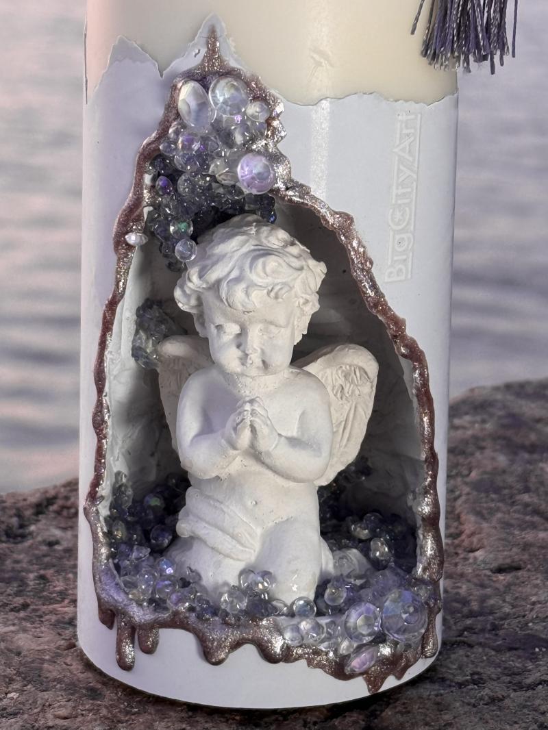 007 Angel Soy Candle with Crystal Concrete Base – Designed on Koh Samui