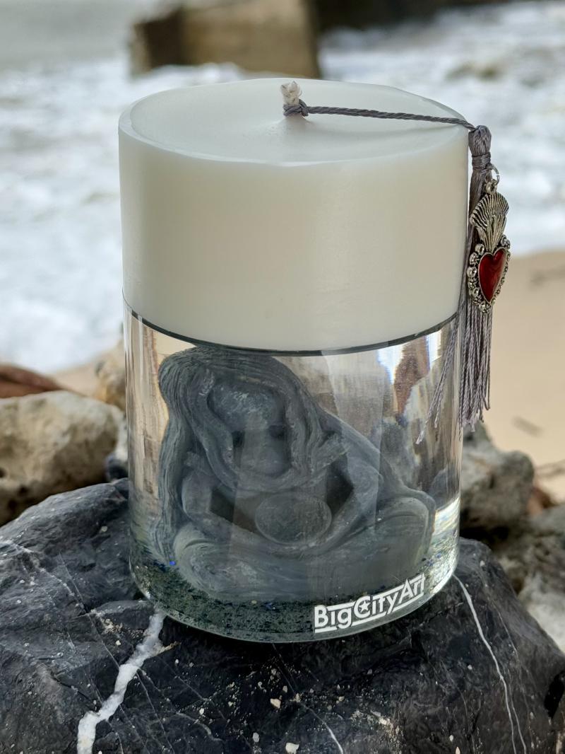 010 Artistic Soy Candle with Epoxy Woman Sculpture – Designed on Koh Samui