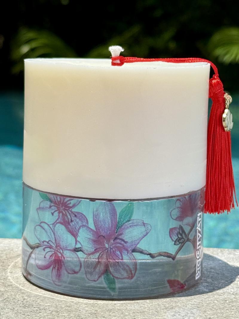 011 Floral Soy Candle with Clear Resin Base – Designed on Koh Samui