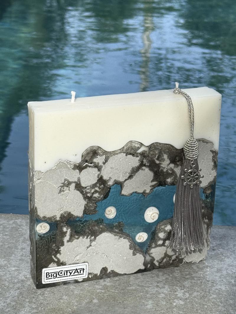 015 Coastal Landscape Soy Candle with Concrete & Resin – Designed on Koh Samui